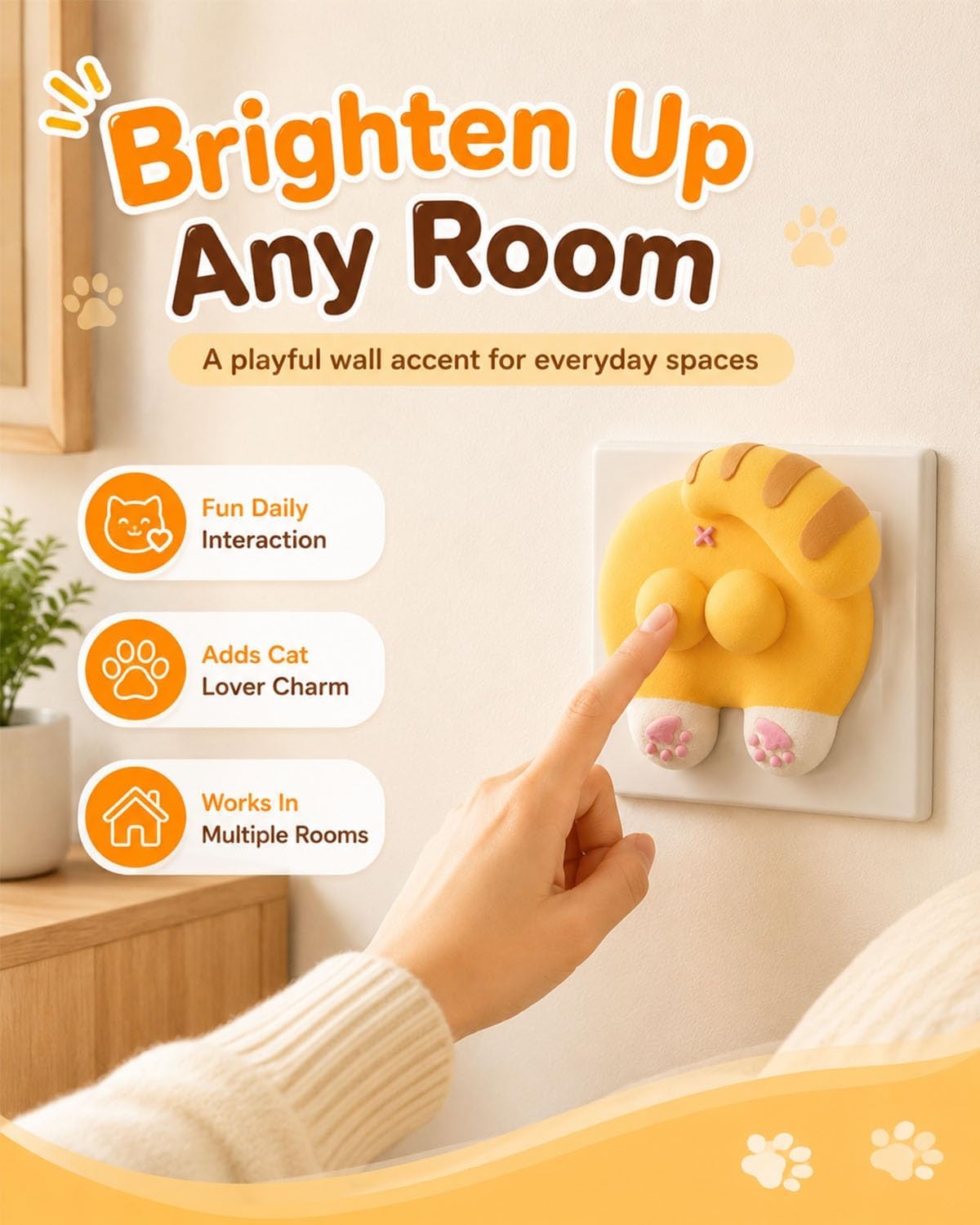 🐱Funny Cat Butt Light Switch Cover | 3D Double Rocker Decor