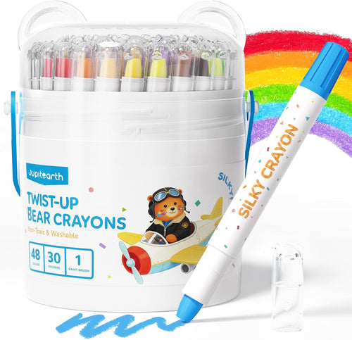 48 Color Twist Crayons for Kids | Non-Toxic Washable Silky Crayon Set