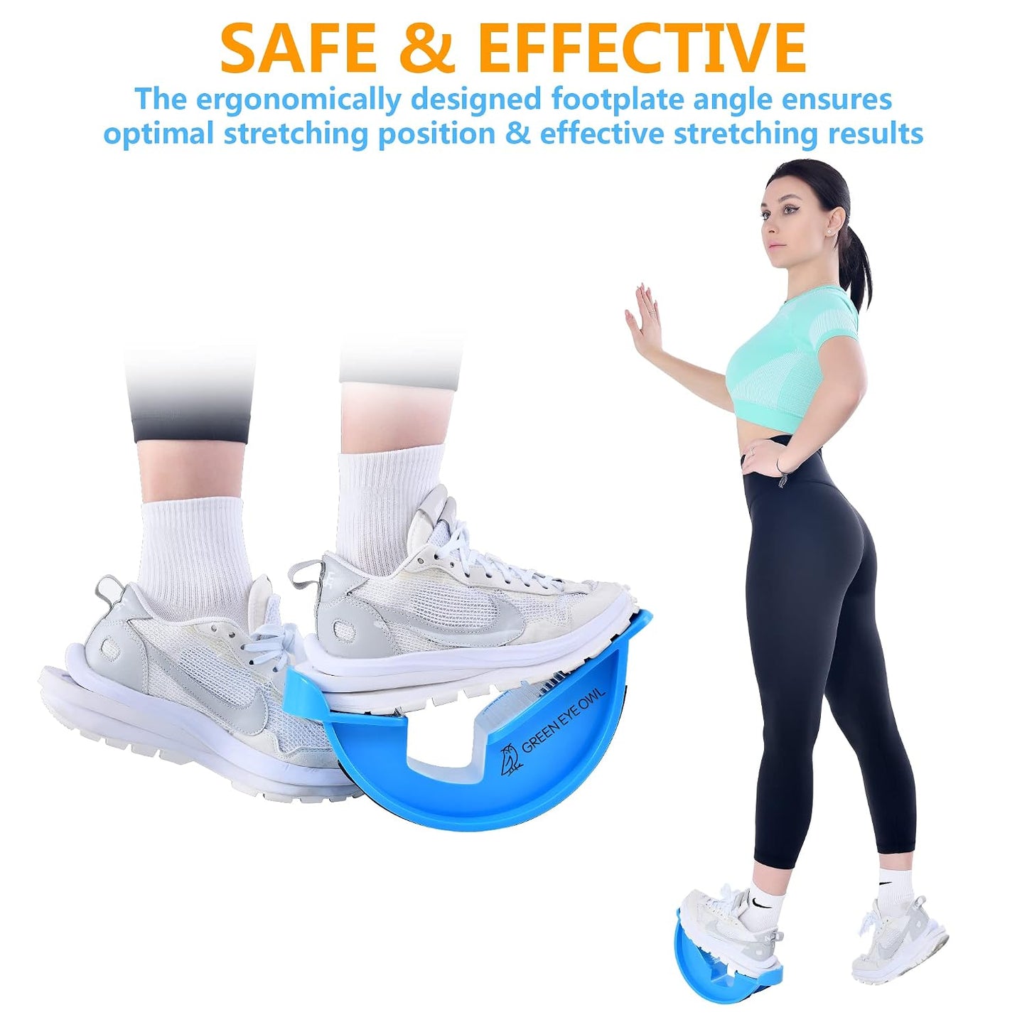 Foot &amp; Calf Stretching Kit-Foot Rocker, Stretching Strap &amp; Spiky Massage Ball-Effective Pain Relief for Plantar Fasciiti