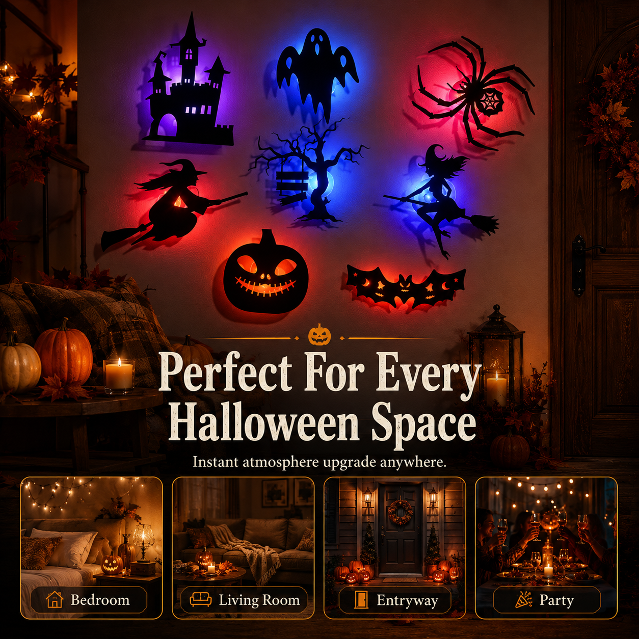 🎃 Halloween Shadow Wall Decor Kit | Create A Spooky Glow Anywhere