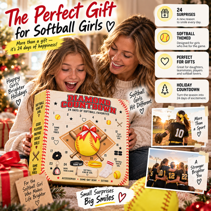 🥎 2026 Softball Girls Advent Calendar – 24 Days of Game-Day Surprises 🎁