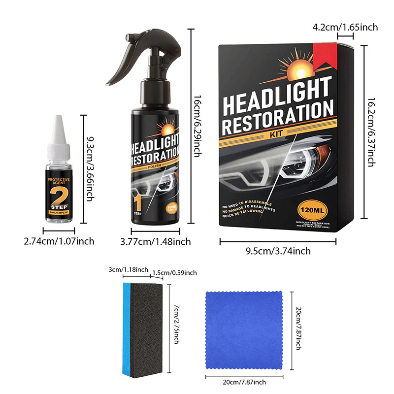 🥳2026 HOT SALE🥳💞50K+ SOLD!⏰🔧 Headlight Restorer Kit – 2 steps, no disassembly. Removes yellow haze, restores clarity. Long‐lasting UV shield. 🚗✨