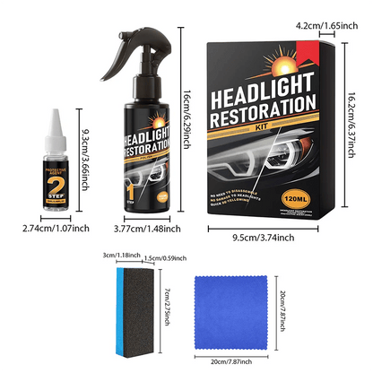 🥳2026 HOT SALE🥳💞50K+ SOLD!⏰🔧 Headlight Restorer Kit – 2 steps, no disassembly. Removes yellow haze, restores clarity. Long‐lasting UV shield. 🚗✨