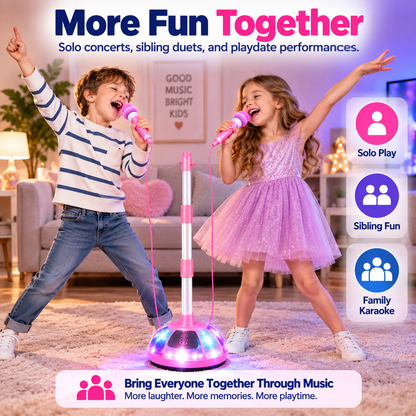 🎤 Kids Light-Up Karaoke Microphone Stand – Sing, Play & Perform