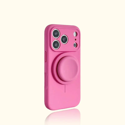 Magnetic Stand Liquid Silicone Full Coverage Phone Case with AI Capture Button for iPhone 18 Pro Max