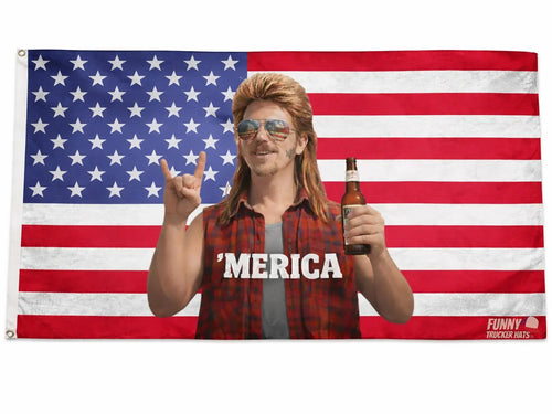 ’MERICA Mullet Man American Flag – Funny Patriotic Truck, Garage & Mud Muddin Flag – Perfect Gift Freedom Lovers Funny Flag tapestry banners mens