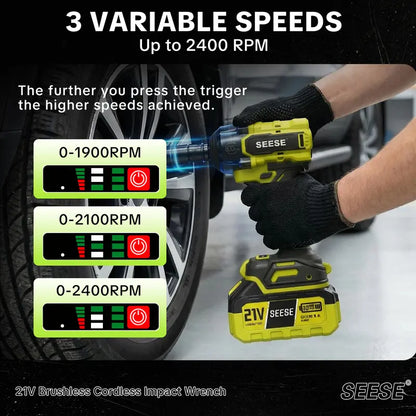 ⚡ 21V 3-in-1 Cordless Impact Wrench – 800N·m High Torque