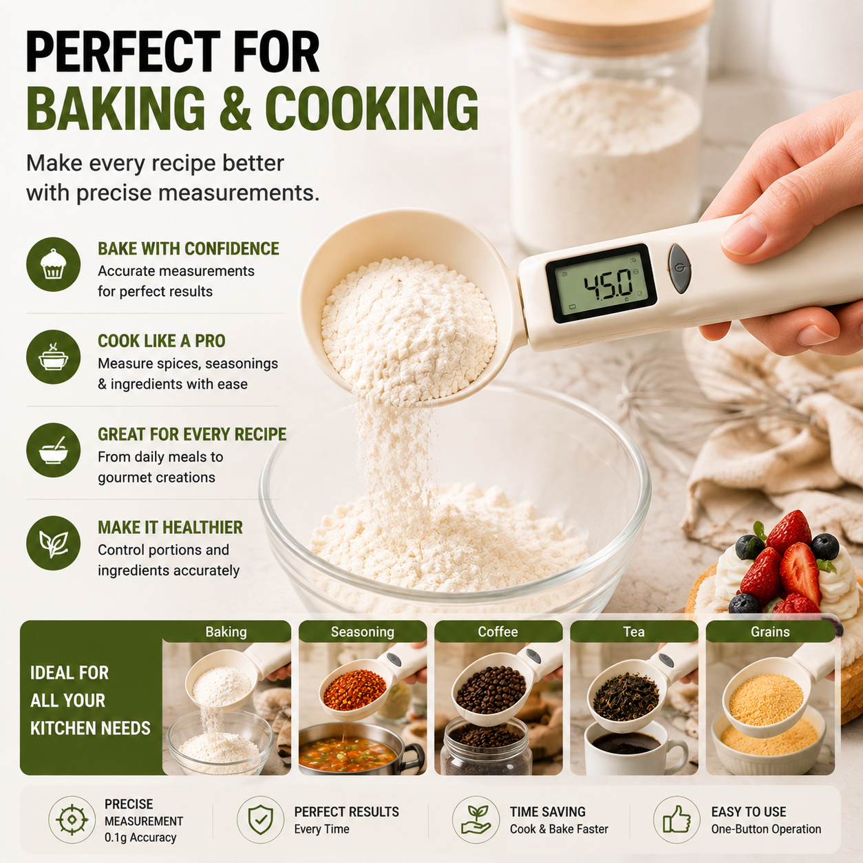 🥄 Smart Digital Measuring Spoon Scale – Precision Kitchen Weight Spoon for Baking, Cooking & Meal Prep