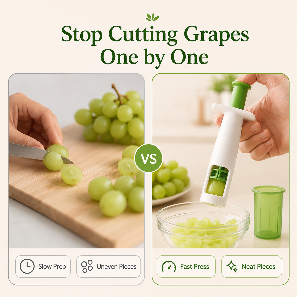 🍇 One-Press Fruit Cutter Make Perfect Bite-Sized Fruit Snacks In Seconds