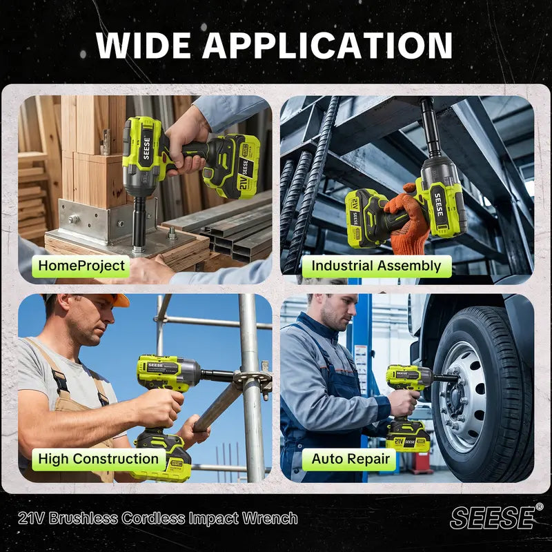 ⚡ 21V 3-in-1 Cordless Impact Wrench – 800N·m High Torque