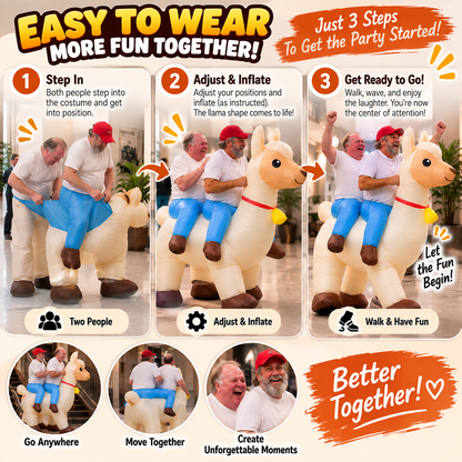 😂 2026 2-Person Inflatable Llama Costume – Hilarious Double Rider Party Outfit