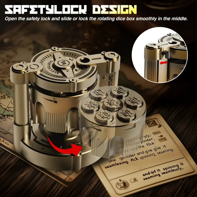 Metal DND Dice Set with Rotating Holder | 7-Piece Polyhedral RPG Dice