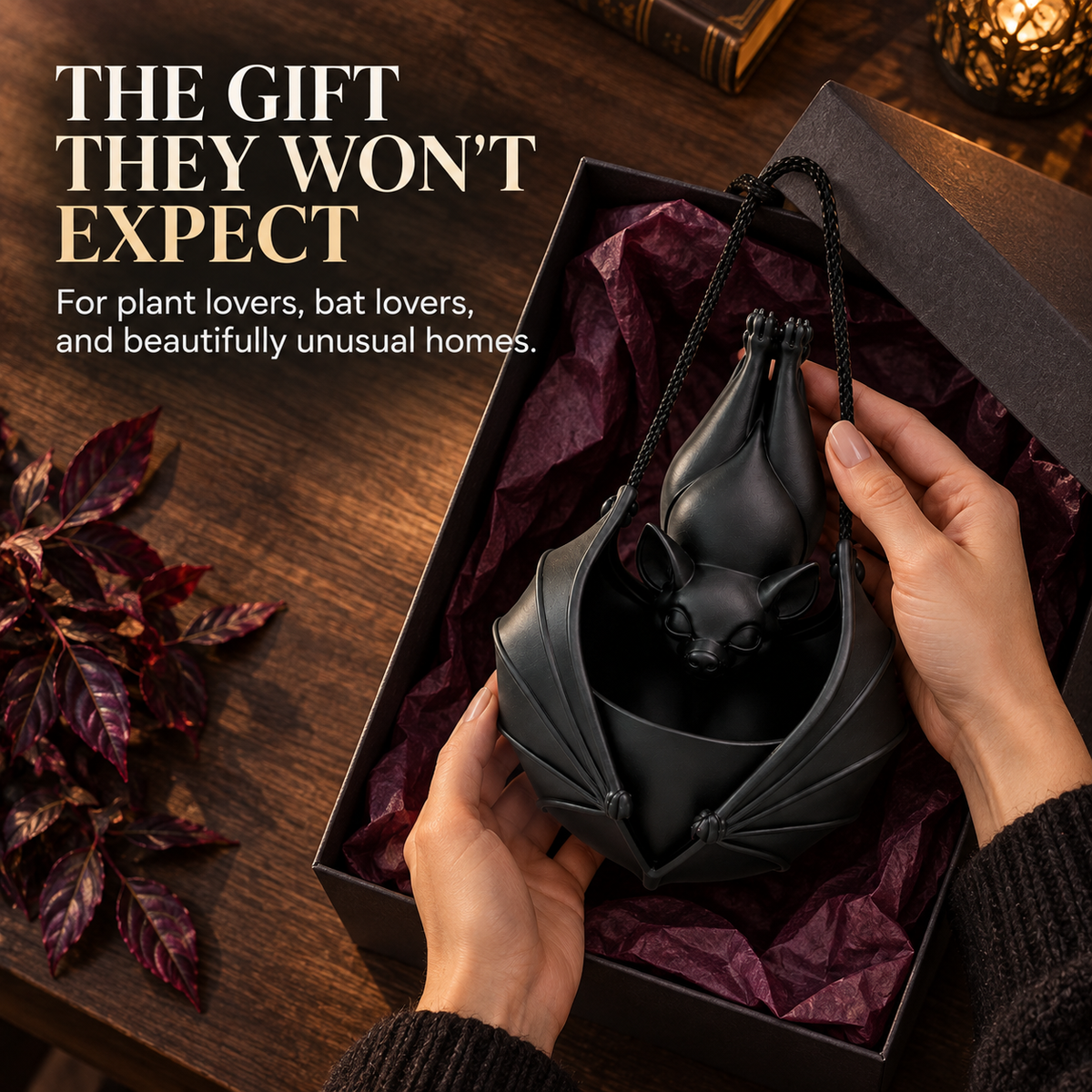🦇 Gothic Bat Hanging Planter – Unique Indoor & Outdoor Garden Décor