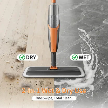 2-in-1 Microfiber Spray Mop with 420ml Refillable Bottle & 4 Washable Pads