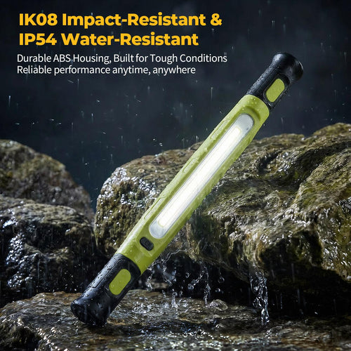 🔋New 15W COB Rechargeable Work Light, 360° Rotatable Magnetic LED Inspection Lamp with Hook & Power Bank, Super Bright Portable Floodlight for Car Repair, Camping, Home Emergency (USB Charging)