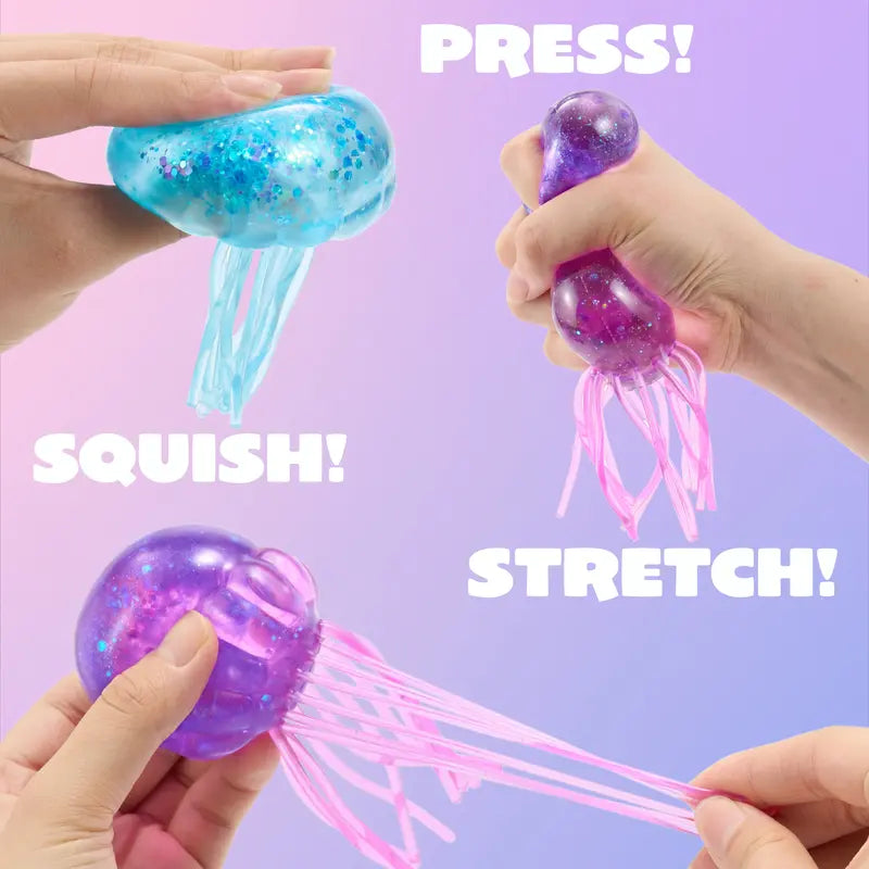🪼 3-Pack Glitter Jellyfish Squishy Toys – Slow-Rising Sensory Fun