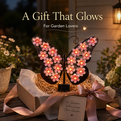 Solar Butterfly Wall Decor Lights | Outdoor Metal Garden Light