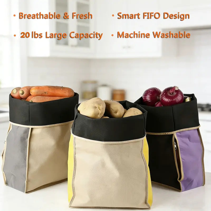 🥔 Keep-Fresh Potato & Onion Storage Bag – Breathable, Light-Blocking & Reusable