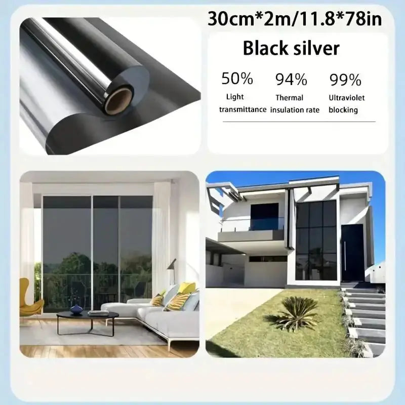 One-Way Privacy Window Film – Heat & UV Blocking Static Cling Glass Cover