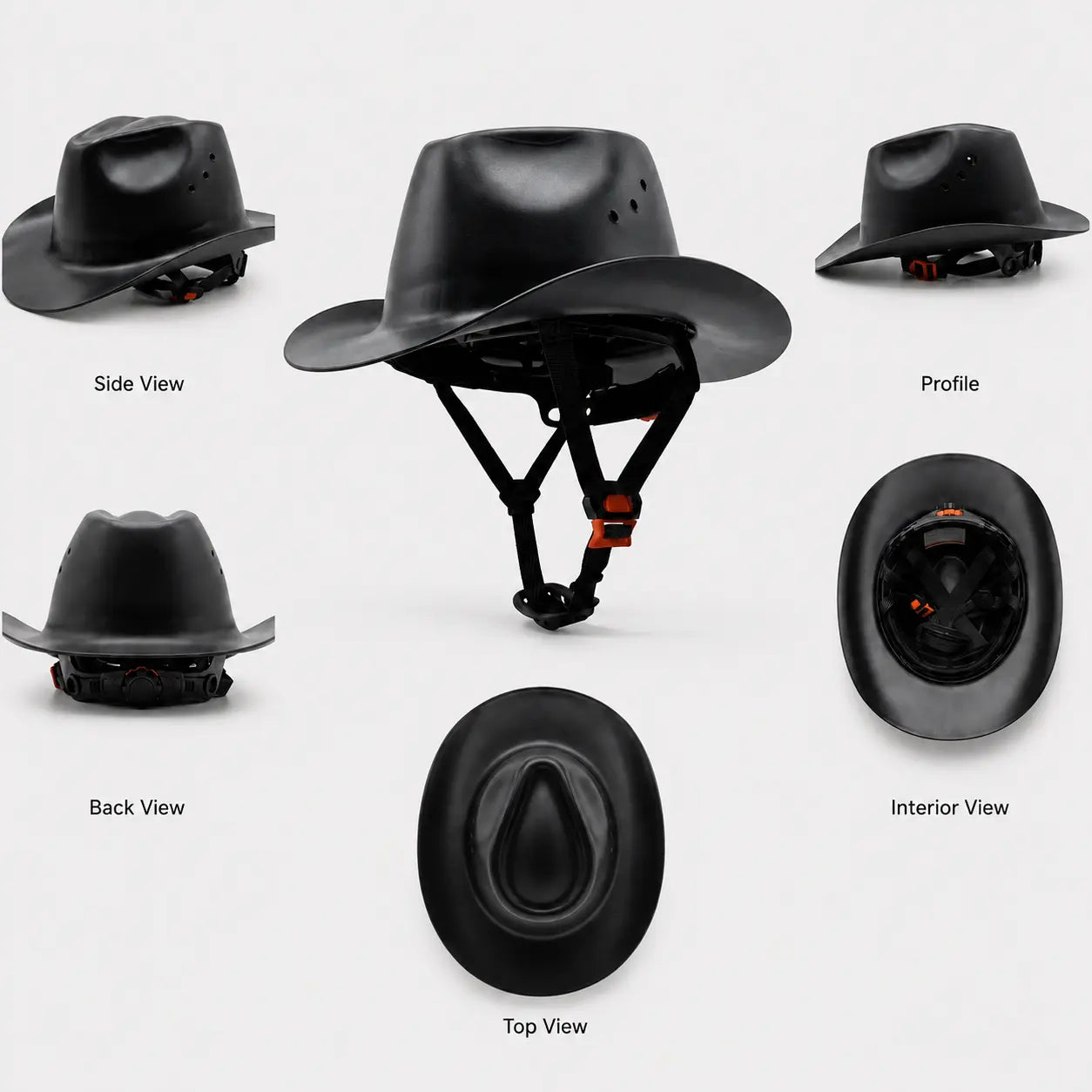 🤠 Cowboy Hard Hat – Western Style Wide Brim Work Helmet with Chin Strap