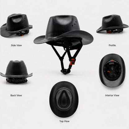 🤠 Cowboy Hard Hat – Western Style Wide Brim Work Helmet with Chin Strap