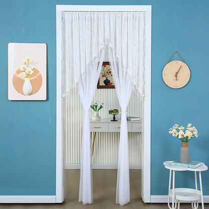 🌸 Extra-Wide Embroidered Beaded Doorway Curtain – Romantic Sheer Tie-Back Divider