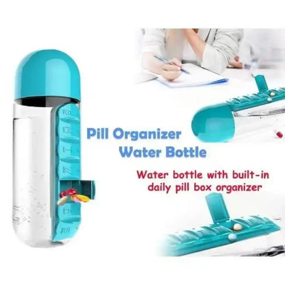 💧 2-in-1 Water Bottle & 7-Day Vitamin Organizer — 600ml