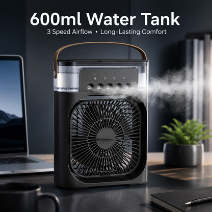 5‑Nozzle Desktop Spray Fan – 3in1 Air Cooler + Humidifier + 7‑Color Night Light, USB Personal Cooling Fan for Office Bedroom Dorm