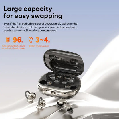 GT699S Bluetooth Wireless Earbuds with Chargeable Power Bank Case, 6 Earbuds, Clip-On Design, Noise Cancellation, Water Resistant, Reverse Phone Charging, Audio for Sports & Sleep, Android & iOS Compatible