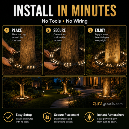 🌳💡 Ring-Shaped Solar Tree Lights – Weatherproof Outdoor Spotlights Ideal for Trees, Pillars, and Gardens