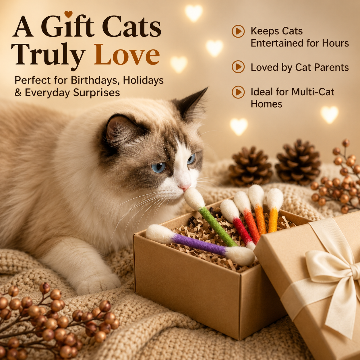 🔥 780K+ Sold | 🐈 Giant Q-Tip Cat Toy | Viral Cat Chew & Play Toy