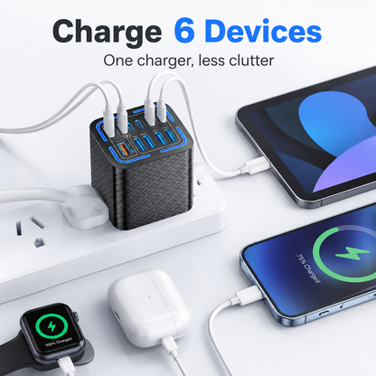 Portable 50W 6-Port Charging Station