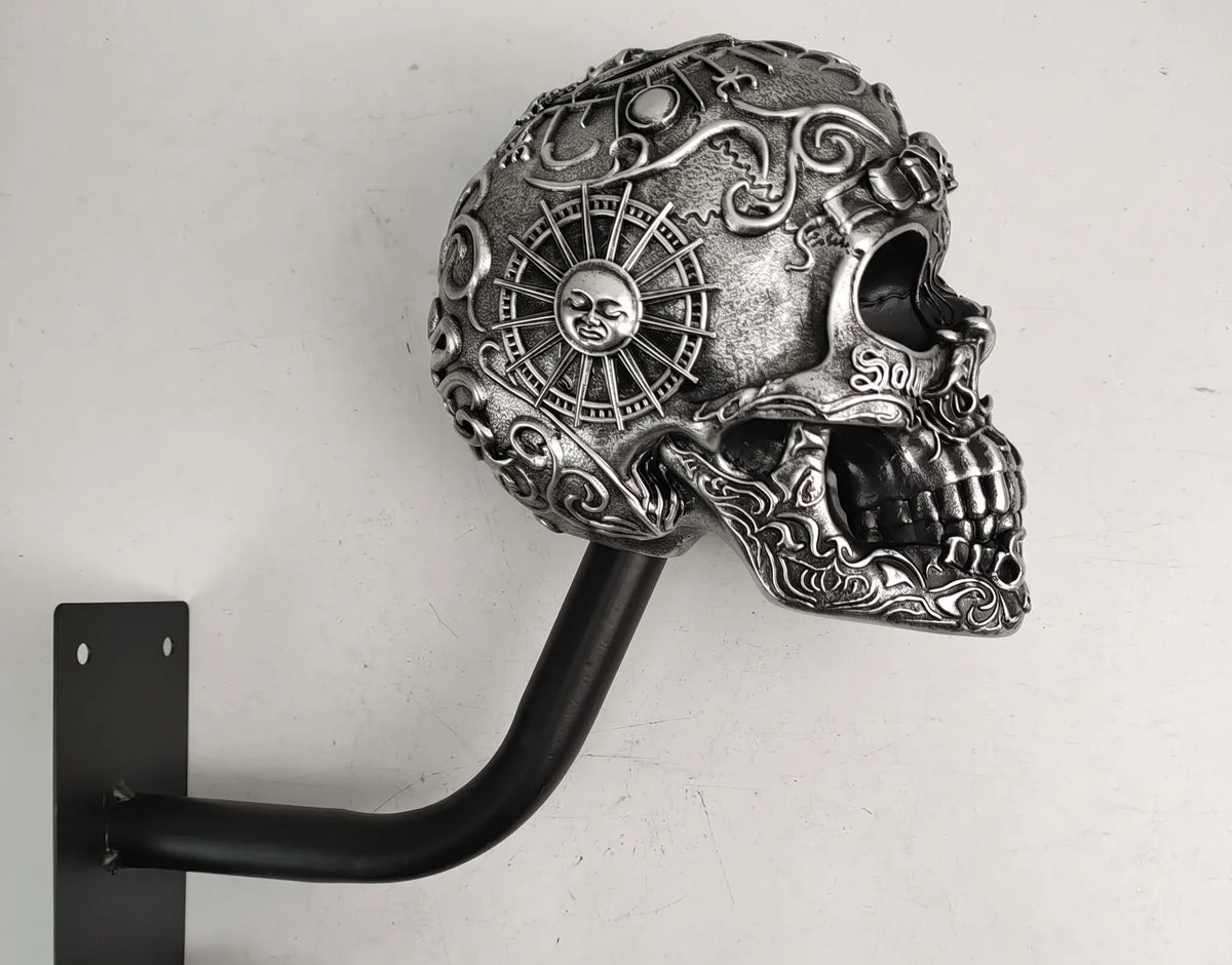 💀 Skull Helmet Wall Holder – Motorcycle Gear Display for Garage & Man Cave