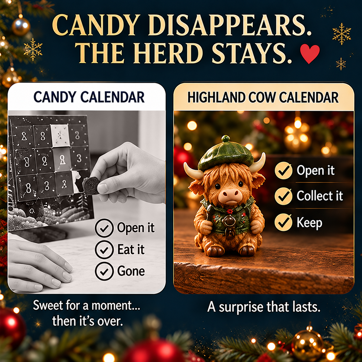 ⏳ Last Day 49% OFF –🐮24-Day Highland Cow Advent Calendar