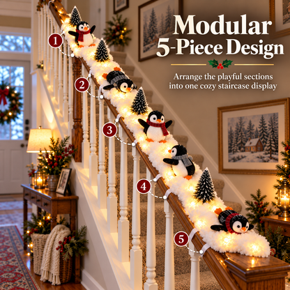 🐧 Light-Up Penguin Christmas Stair Garland – Turn Your Banister Into a Winter Wonderland ✨