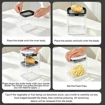 Fingersafe French Fry Cutter - Air Fryer Compatible, Compact Kitchen Utensils, Detachable Interchangeable Blade Potato Slicer, Smooth Mandoline Slicer, Rustproof Easy-Clean Vegetable Cutter for Home Use, Reduces Prep Time,sohochic