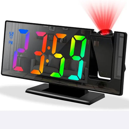 LED Digital Projection Alarm Clock - 7.8in Display, 180° Rotatable Projector, Black & White Light, Digital Dimmable Clock, Date & Week Display, Voice Control, 12/24H Format, Sleep Mode, USB Port, Home Bedroom Timekeeping Decor, Projection Clock