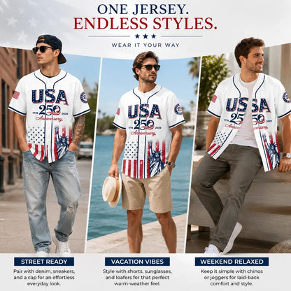 USA 250th Anniversary Baseball Jersey – Limited Edition Patriotic Shirt 1776–2026