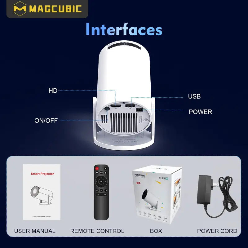 🎬【Free shipping】 Mini Portable Smart Projector – 130" Big Screen, WiFi 6 & Auto Keystone