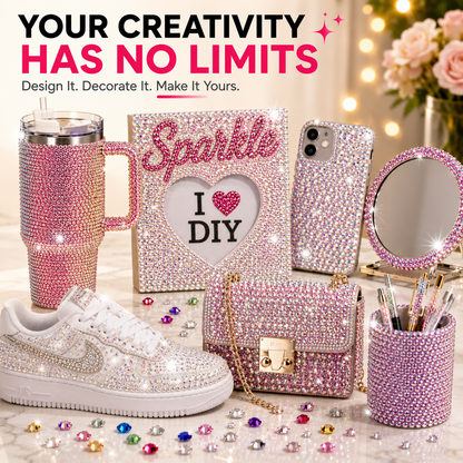 32000PCS Rhinestone Bedazzling Kit – 24 Colors Sparkling Gems for Tumblers, Shoes, Phone Cases & DIY Crafts
