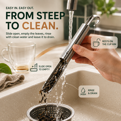 304 Stainless Steel Slide-Open Loose Leaf Tea Infuser – Easy Steeping & Cleanup 🍵