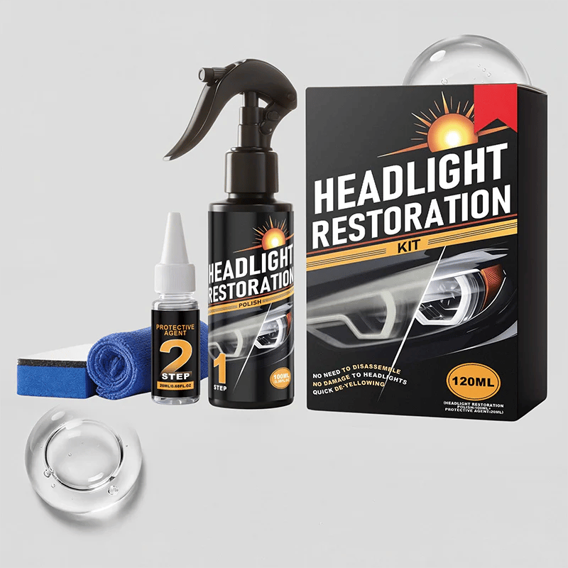 🥳2026 HOT SALE🥳💞50K+ SOLD!⏰🔧 Headlight Restorer Kit – 2 steps, no disassembly. Removes yellow haze, restores clarity. Long‐lasting UV shield. 🚗✨
