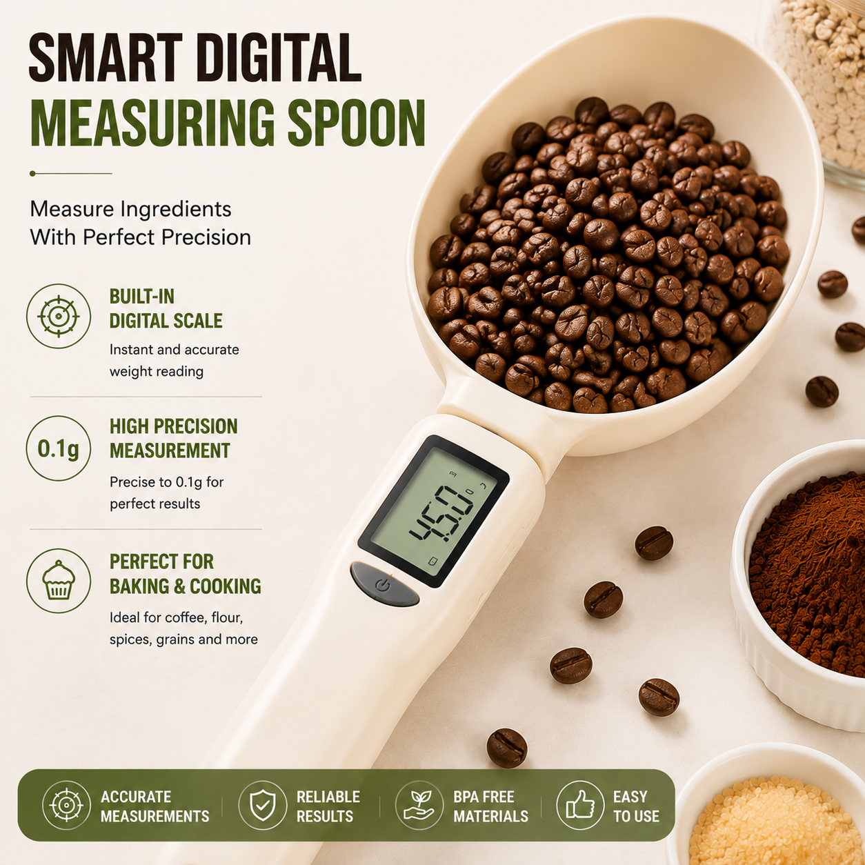 🥄 Smart Digital Measuring Spoon Scale – Precision Kitchen Weight Spoon for Baking, Cooking & Meal Prep