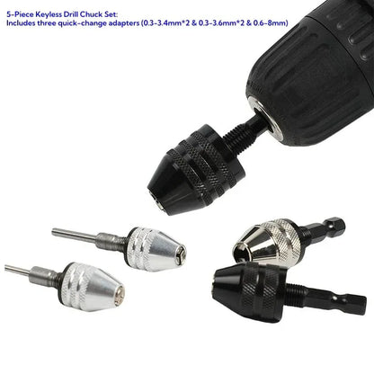 2-Piece Keyless Drill Chuck Adapter Set – 1/4′′ Hex Quick Change (0.3-8mm) for Impact Drivers & Power Tools