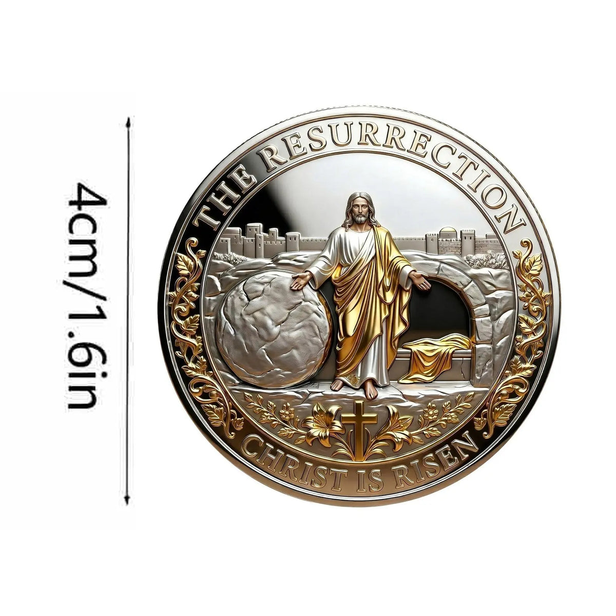 ✝️ 4PC Double-Sided Crucifixion & Resurrection Commemorative Coin – Christian Faith Keepsake & Easter Gift
