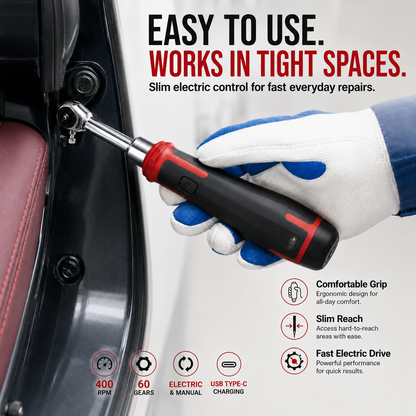 ⚡ 31-Piece Cordless Electric Ratchet Set – Slim 400 RPM Repair Tool Kit
