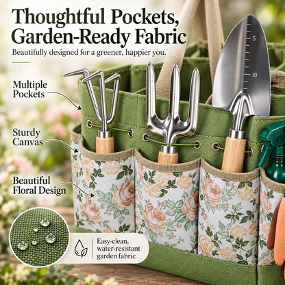 Bloom & Grow Floral Gardening Gift Set with Tool Tote