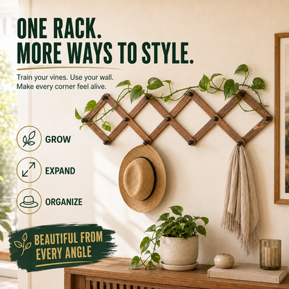 🌿 Expandable Wooden Plant Trellis & Wall Rack – Turn Trailing Vines Into Living Wall Décor