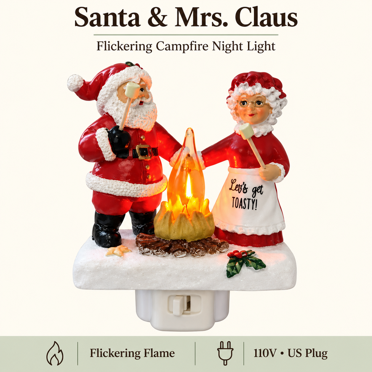 Flickering Campfire Plug-In Night Light – 7 Charming Holiday Designs