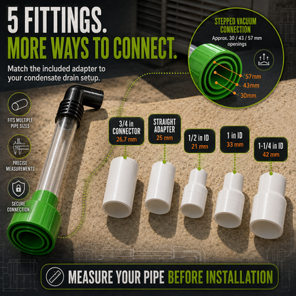 💧 AC Condensate Drain Line Vacuum Adapter Kit with Clear Tube & 5 Fittings